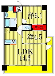パルテール習志野 2LDKの間取図画像