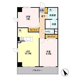 ベルファミーユ高根台2 2LDKの間取図画像