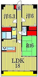 Merveille飯山満 2LDKの間取図画像