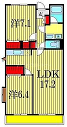 ラフィネ幕張本郷 2LDKの間取図画像