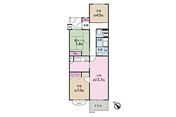 藤沢太平台ハイツ2号棟 3LDKの間取図画像