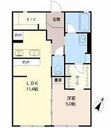 バリュージュM 1LDKの間取図画像
