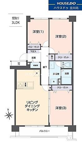 間取り 昭島つつじが丘ハイツ北17号棟　209号室 2階/-