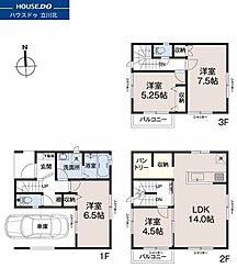 未入居物件　東大和市奈良橋6丁目　全2棟1号棟 4LDKの間取り