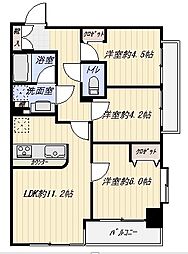 マートルコート調布グラン 3LDKの間取図画像