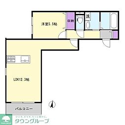 JR埼京線 武蔵浦和駅 徒歩10分の賃貸マンション 3階1LDKの間取り