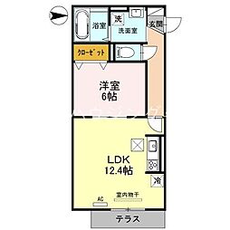 JR埼京線 与野本町駅 徒歩7分の賃貸アパート 1階1LDKの間取り