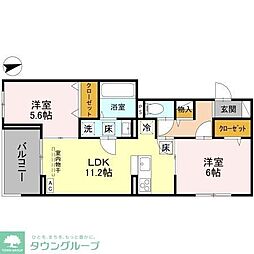 JR京浜東北・根岸線 北浦和駅 バス11分 大泉院通り下車 徒歩7分の賃貸アパート 1階2LDKの間取り