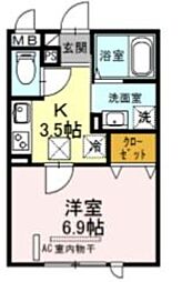 JR川越線 日進駅 徒歩6分の賃貸アパート 2階1Kの間取り