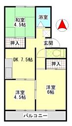 JR埼京線 与野本町駅 バス15分 西中下車 徒歩3分の賃貸アパート 2階3DKの間取り