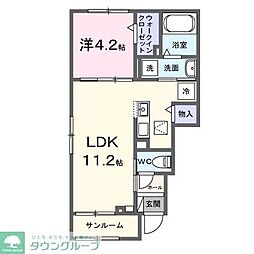 東武野田線 岩槻駅 徒歩23分の賃貸アパート 1階1LDKの間取り