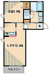JR埼京線 中浦和駅 徒歩15分の賃貸アパート 2階1LDKの間取り