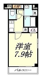 エミネックス与野 1階1Kの間取り