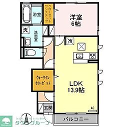 JR川越線 西大宮駅 徒歩14分の賃貸アパート 1階1LDKの間取り