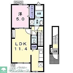東武野田線 岩槻駅 徒歩24分の賃貸アパート 2階1LDKの間取り