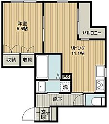 東武野田線 北大宮駅 徒歩2分の賃貸マンション 1階1LDKの間取り