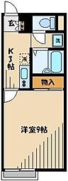 レオネクストひまわり2 1Kの間取図画像