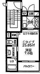 グロアール大宮 1LDKの間取図画像