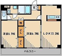 アムール街道 2LDKの間取図画像