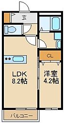 オレンジブーケE 1LDKの間取図画像