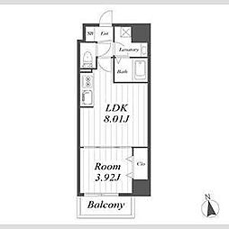 オルフェア都島 2階1LDKの間取り