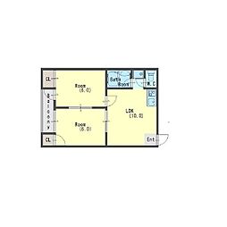 NEROSSO豊中 4階2LDKの間取り