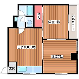サンシャインMKM東小橋 2LDKの間取図画像