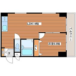 シティコート東扇町 2DKの間取図画像