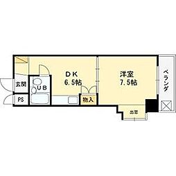 シティコート東扇町 1DKの間取図画像