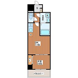 メルベージュナンバサウス2 1DKの間取図画像