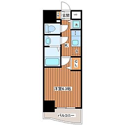 プレサンス扇町駅前 1Kの間取図画像