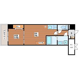 メルベージュ姫島 1DKの間取図画像