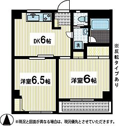 ランドマークレビュー 2DKの間取図画像