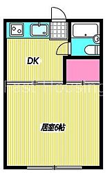 JR中央線 中野駅 徒歩11分の賃貸アパート 2階1Kの間取り