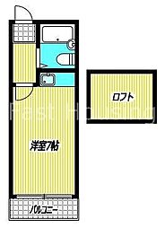 JR中央線 高円寺駅 徒歩4分の賃貸アパート 2階1Kの間取り