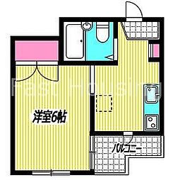 西武新宿線 新井薬師前駅 徒歩8分の賃貸アパート 2階1Kの間取り