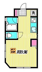 京王線 笹塚駅 徒歩7分の賃貸マンション 1階ワンルームの間取り