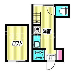 東京メトロ丸ノ内線 新中野駅 徒歩7分の賃貸アパート 2階ワンルームの間取り