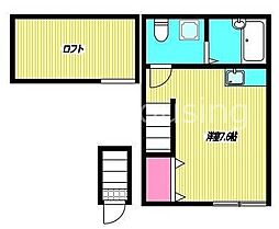西武新宿線 沼袋駅 徒歩5分の賃貸アパート 2階ワンルームの間取り