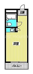JR中央線 阿佐ケ谷駅 徒歩9分の賃貸マンション 2階ワンルームの間取り