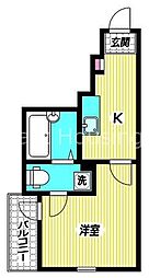 西武新宿線 新井薬師前駅 徒歩4分の賃貸アパート 1階1Kの間取り