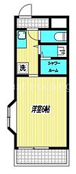 西武新宿線 野方駅 徒歩8分の賃貸マンション 1階ワンルームの間取り