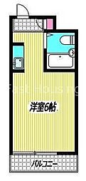 西武新宿線 沼袋駅 徒歩10分の賃貸マンション 2階ワンルームの間取り