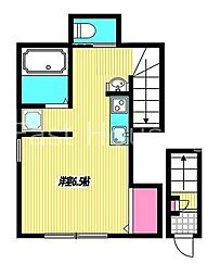 西武新宿線 沼袋駅 徒歩8分の賃貸アパート 2階ワンルームの間取り
