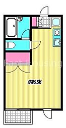 京王井の頭線 下北沢駅 徒歩15分の賃貸アパート 1階ワンルームの間取り