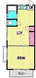 西武新宿線 野方駅 徒歩9分の賃貸アパート 2階1LDKの間取り
