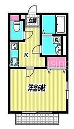 西武新宿線 鷺ノ宮駅 徒歩10分の賃貸アパート 2階1Kの間取り