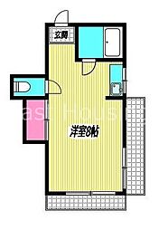 東京メトロ丸ノ内線 新中野駅 徒歩2分の賃貸マンション 6階ワンルームの間取り