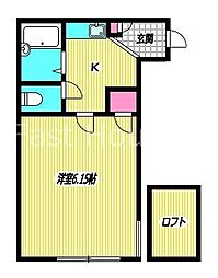 西武新宿線 新井薬師前駅 徒歩5分の賃貸アパート 2階1Kの間取り