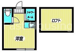 西武新宿線 鷺ノ宮駅 徒歩2分の賃貸アパート 1階ワンルームの間取り